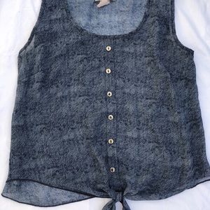 Adorable Denim Style Tank with Silver Buttons